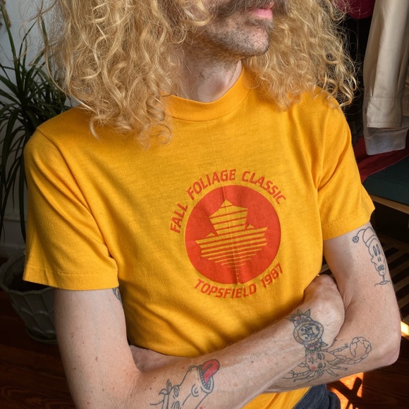 💀 SOLD 💀 Vintage 80s 1987 Topsfield Fall Foliage Classic Single Stitch Tee ~ M - Picture 2 of 8